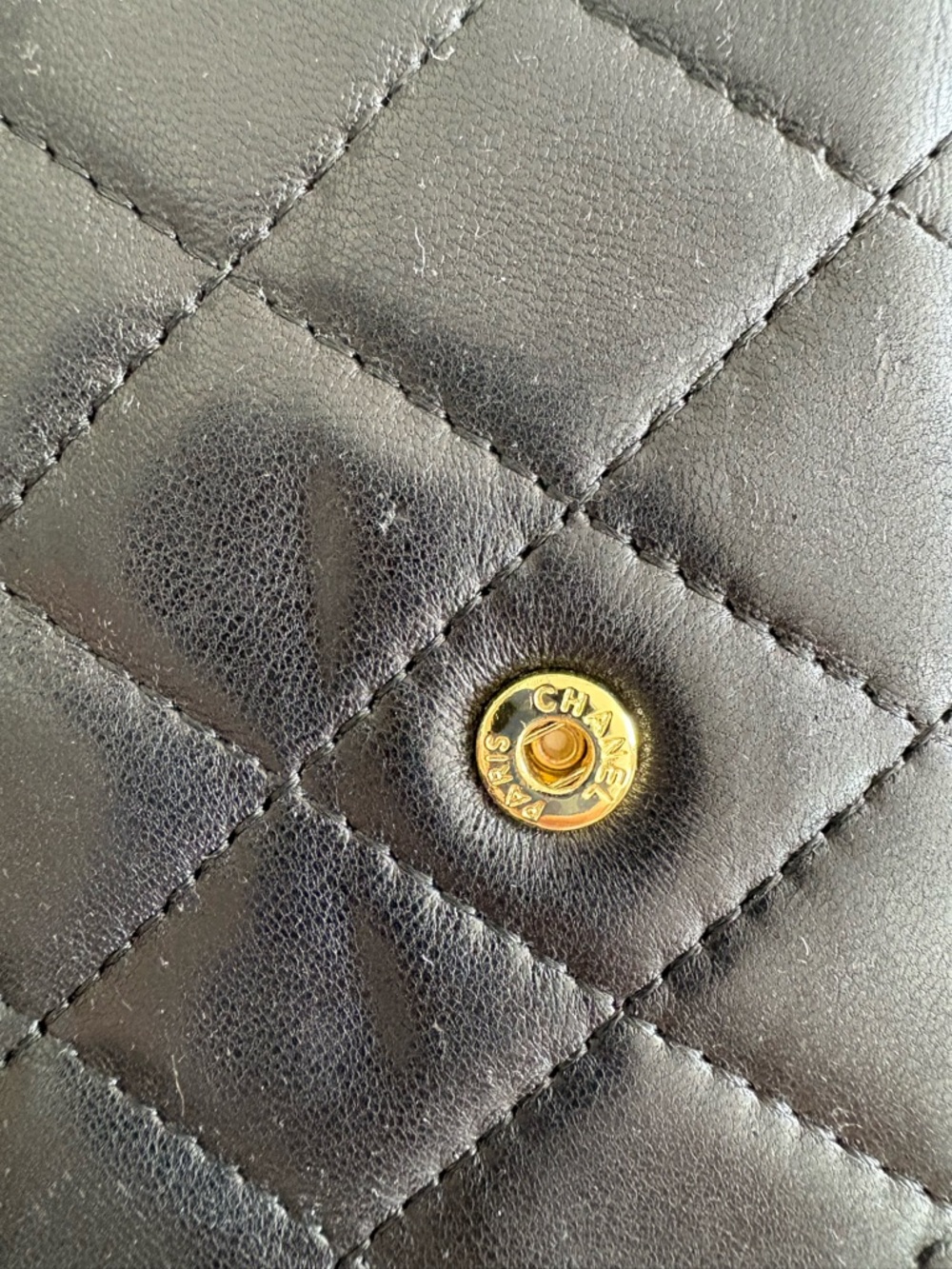 CHANEL Black Quilted lambskin genuine  Leather Small tri-fold Wallet - Picture 8 of 12